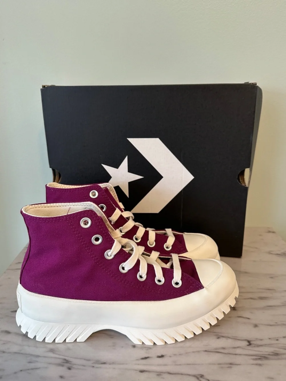Converse CTAS Lugged 2.0 Hi Mystic Orchid Platform Sneakers W7 M5 NWB - Picture 2 of 10